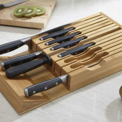 KSP Tidy Bamboo Drawer Knife Storage Tray (Natural)