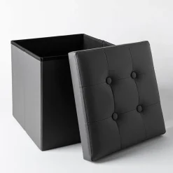 KSP Tilden 'Leatherette' Tufted Collapsible Ottoman (Grey)