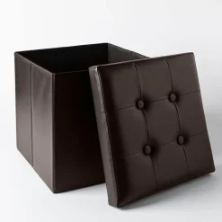 KSP Tilden 'Leatherette' Tufted Collapsible Ottoman (Brown)