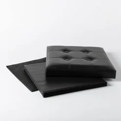 KSP Tilden 'Leatherette' Tufted Collapsible Ottoman (Black)