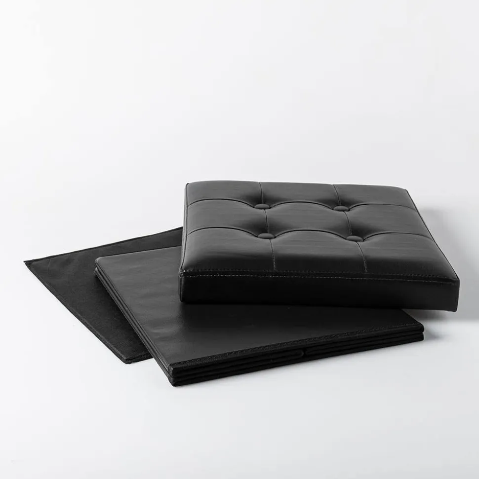 KSP Tilden 'Leatherette' Tufted Collapsible Ottoman (Black)