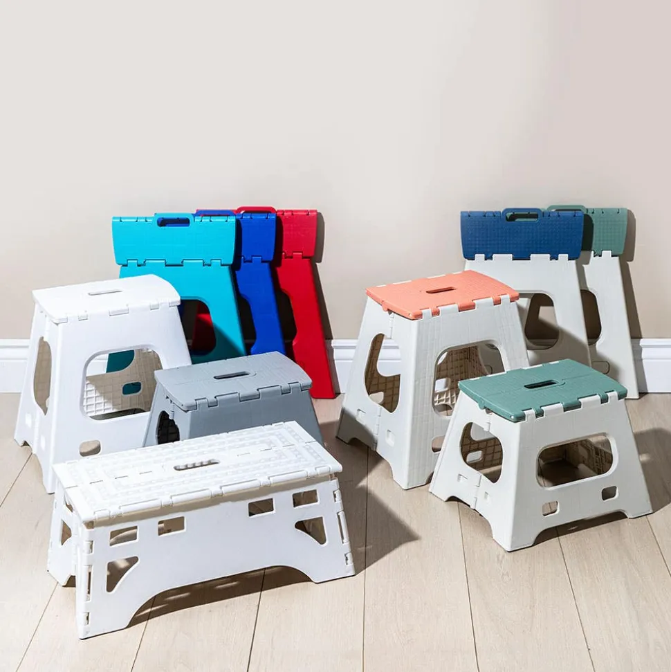 KSP Tread Folding Step Stool Tall 15x13x15"H (Beige/Blue)