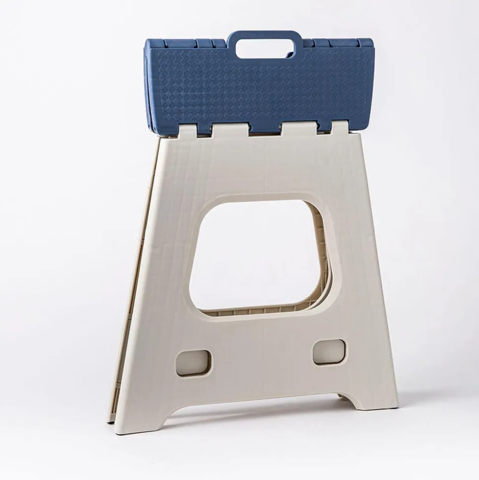 KSP Tread Folding Step Stool Tall 15x13x15"H (Beige/Blue)