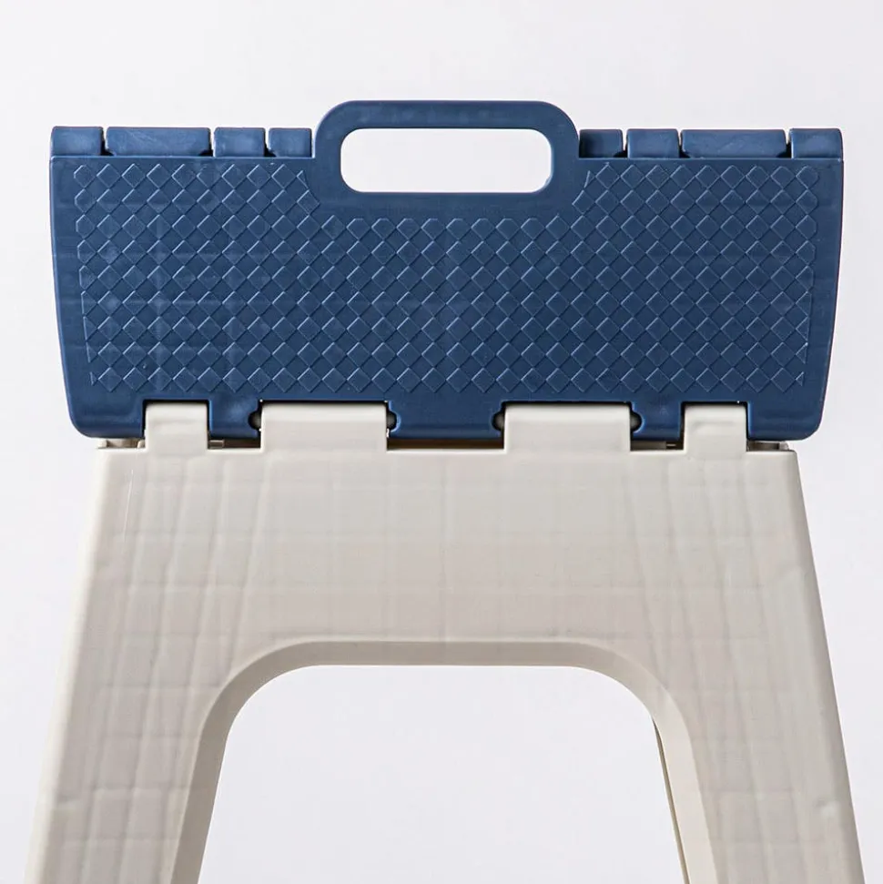 KSP Tread Folding Step Stool Tall 15x13x15"H (Beige/Blue)