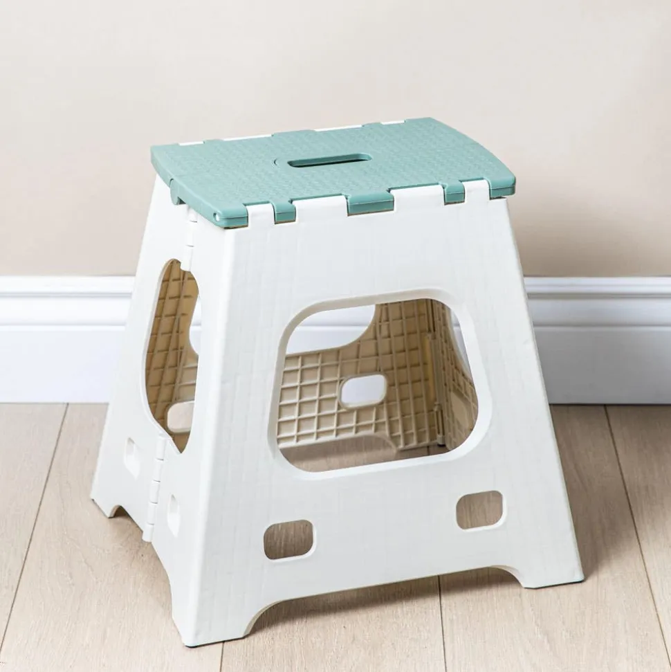 KSP Tread Folding Step Stool Tall 15x13x15"h (Beige/Sage)