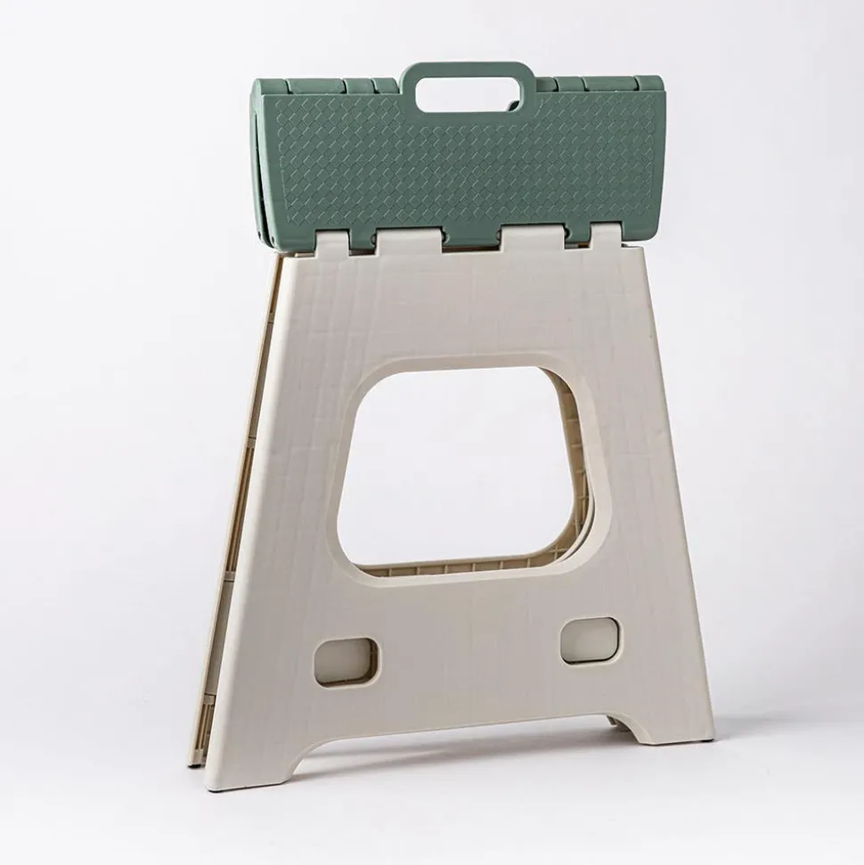 KSP Tread Folding Step Stool Tall 15x13x15"h (Beige/Sage)