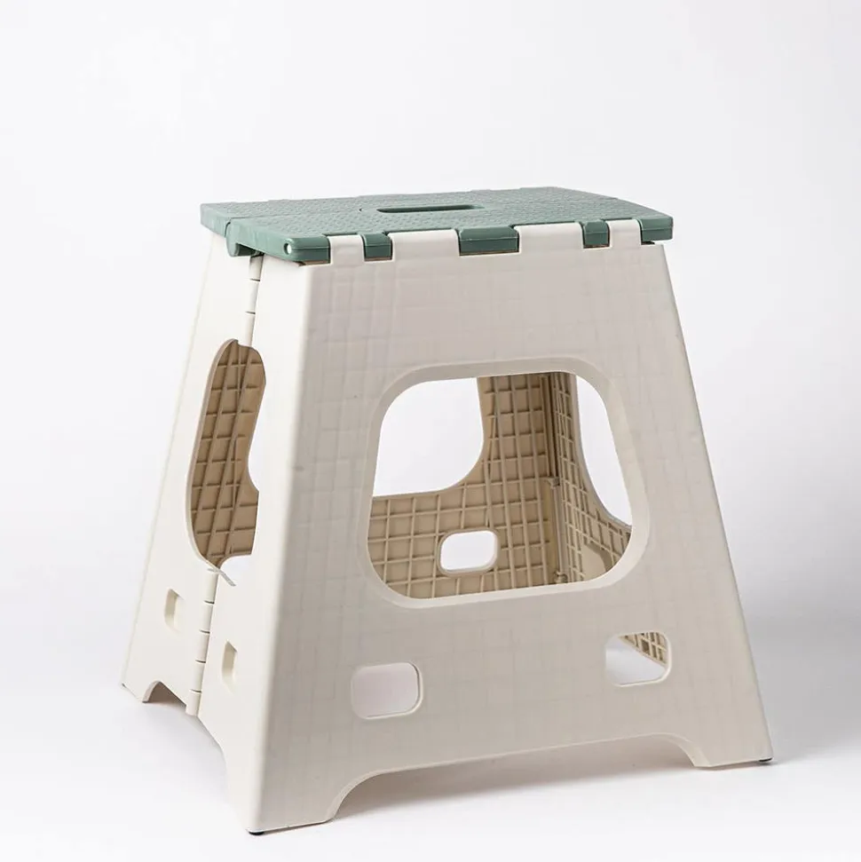 KSP Tread Folding Step Stool Tall 15x13x15"h (Beige/Sage)