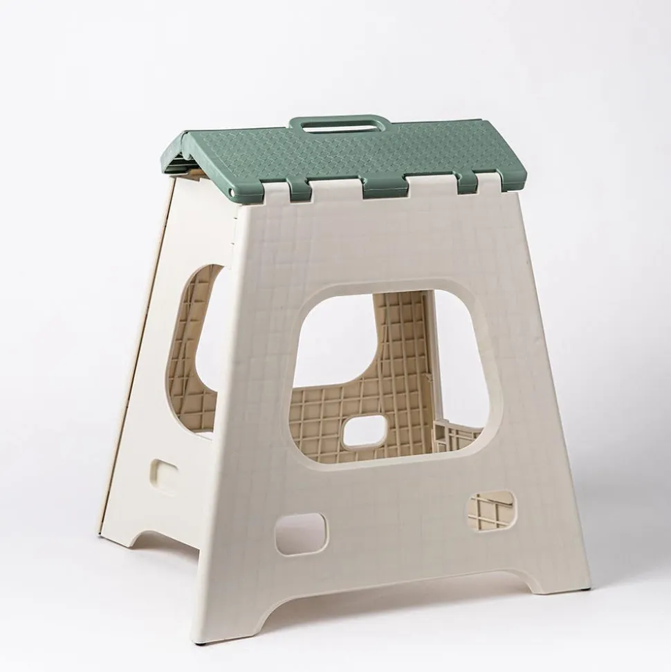 KSP Tread Folding Step Stool Tall 15x13x15"h (Beige/Sage)
