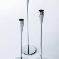 KSP Trinity Metal Taper Candle Holder - Set of 3 (Silver)