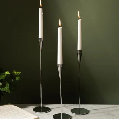 KSP Trinity Metal Taper Candle Holder - Set of 3 (Silver)