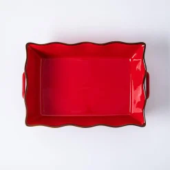 KSP Tuscana Large Rectangle Fluted Bakeware with Handle (Red)