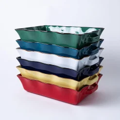KSP Tuscana Large Rectangle Fluted Bakeware with Handle (Red)