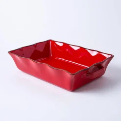 KSP Tuscana Large Rectangle Fluted Bakeware with Handle (Red)