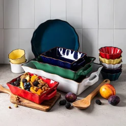 KSP Tuscana Large Rectangle Fluted Bakeware with Handle (Yellow)