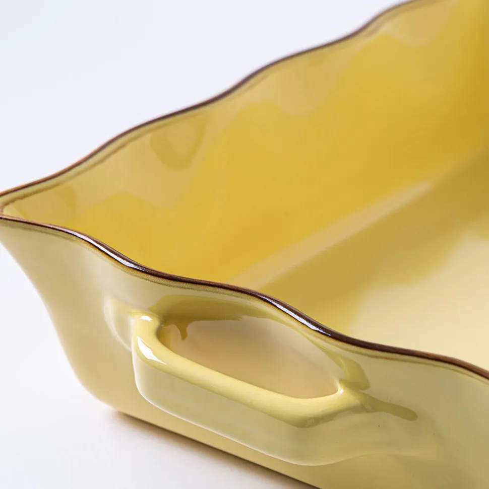 KSP Tuscana Large Rectangle Fluted Bakeware with Handle (Yellow)