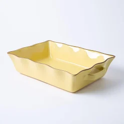 KSP Tuscana Large Rectangle Fluted Bakeware with Handle (Yellow)