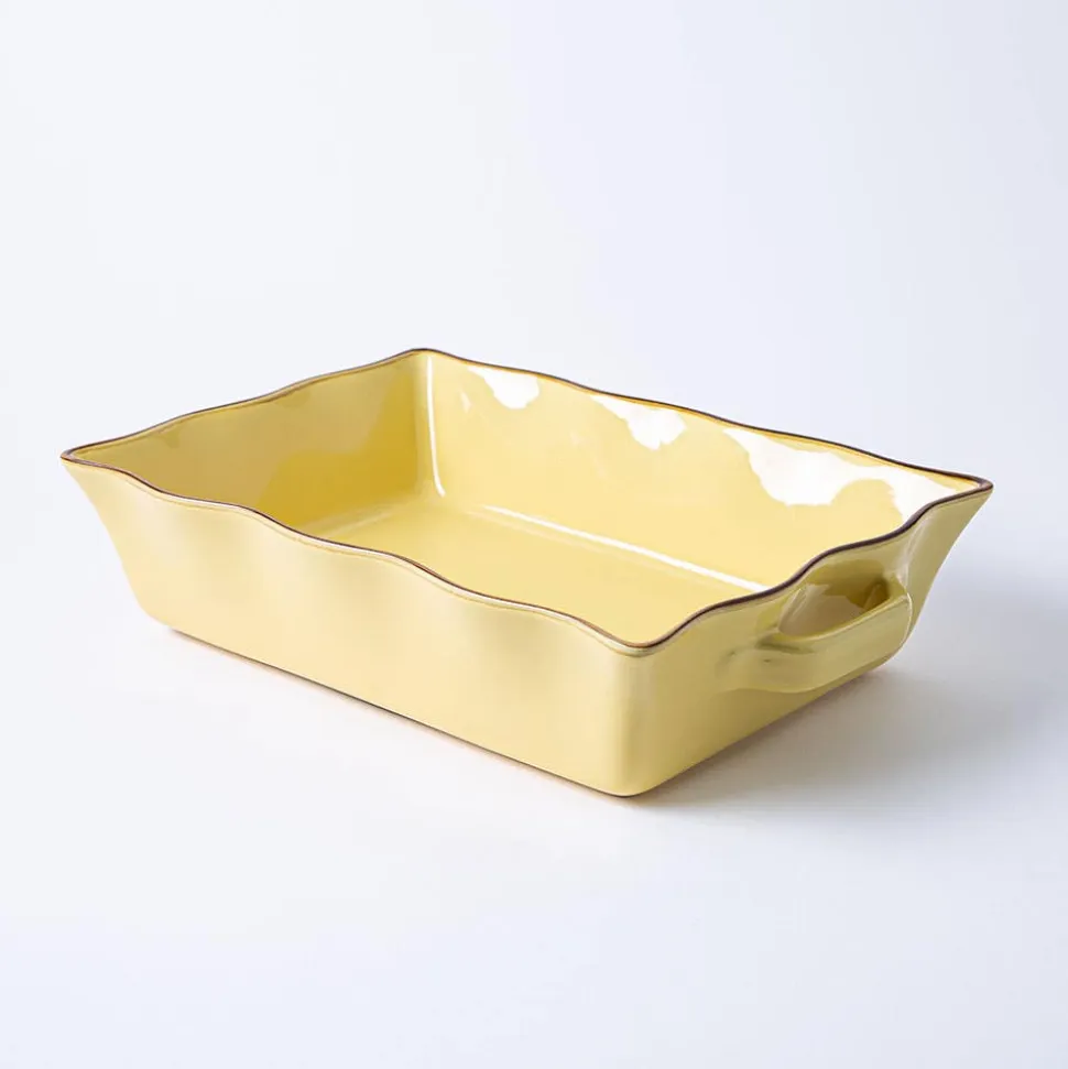 KSP Tuscana Large Rectangle Fluted Bakeware with Handle (Yellow)