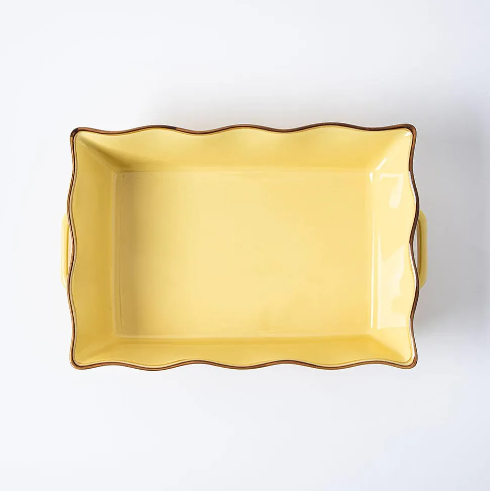 KSP Tuscana Large Rectangle Fluted Bakeware with Handle (Yellow)