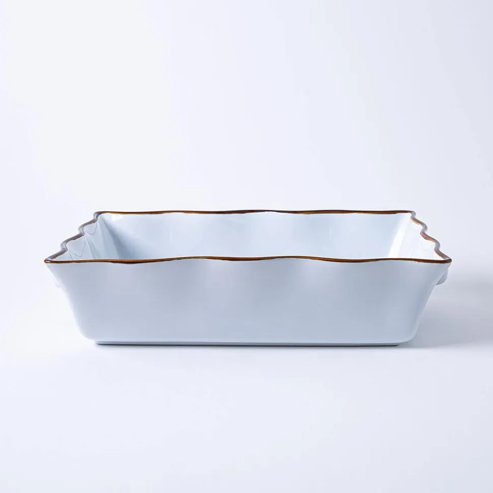 KSP Tuscana Large Rectangle Fluted Bakeware with Handle (White)