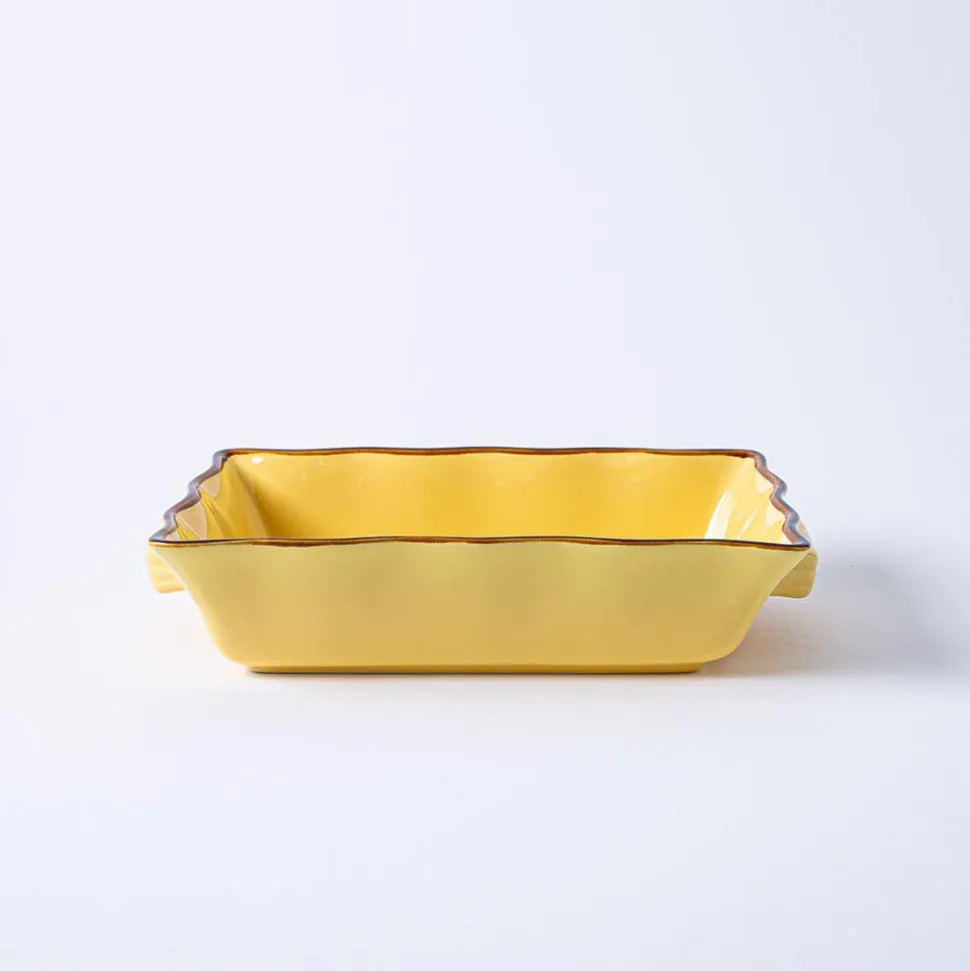 KSP Tuscana Medium Rectangle Fluted Bakeware with Handle (Yellow)