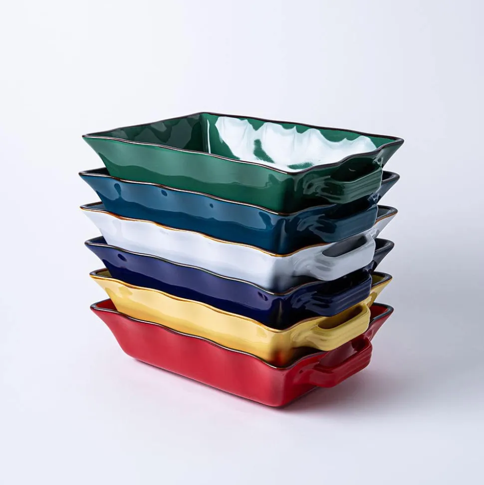 KSP Tuscana Medium Rectangle Fluted Bakeware with Handle (Red)