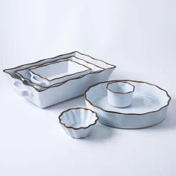 KSP Tuscana Medium Rectangle Fluted Bakeware with Handle (White)