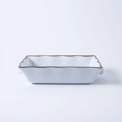 KSP Tuscana Medium Rectangle Fluted Bakeware with Handle (White)