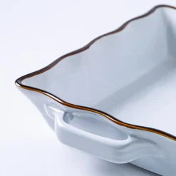 KSP Tuscana Medium Rectangle Fluted Bakeware with Handle (White)