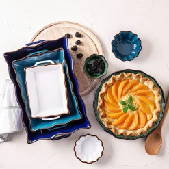 KSP Tuscana Small Rectangle Fluted Bakeware with Handle (White)