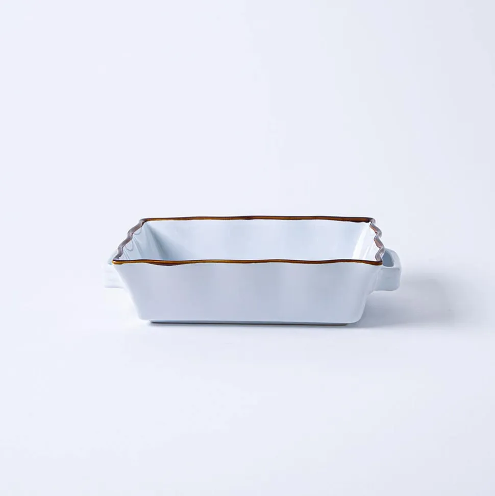 KSP Tuscana Small Rectangle Fluted Bakeware with Handle (White)