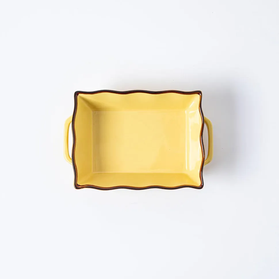 KSP Tuscana Small Rectangle Fluted Bakeware with Handle (Yellow)