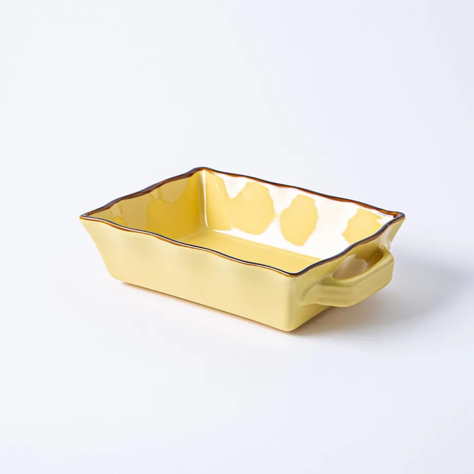 KSP Tuscana Small Rectangle Fluted Bakeware with Handle (Yellow)