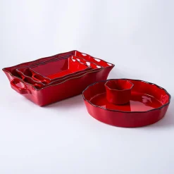 KSP Tuscana Small Rectangle Fluted Bakeware with Handle (Red)