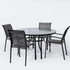 KSP Verona 'Round' Patio Table and Chairs - Set of 5 (Grey)