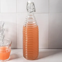KSP Verrone 'Ribbed' Glass Bottle with Stopper (1L)
