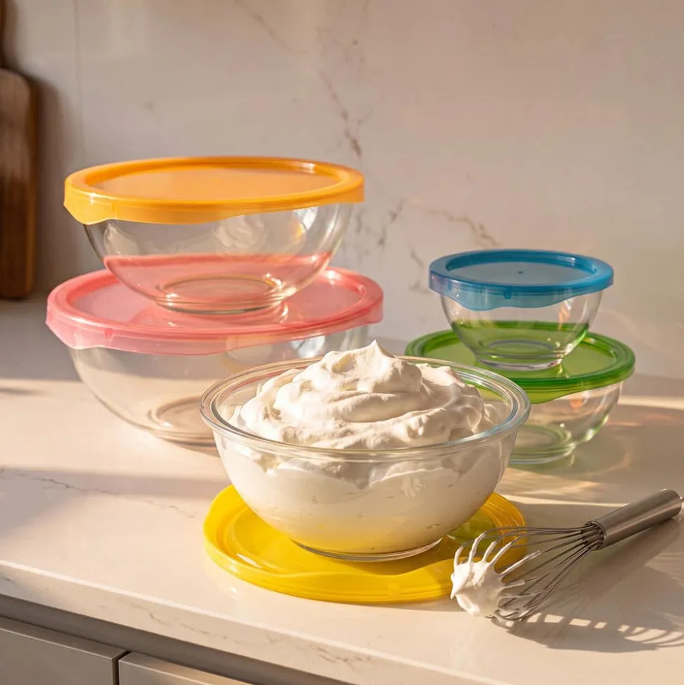 KSP Vibe Glass Mixing Bowl with Lids - Set of 10