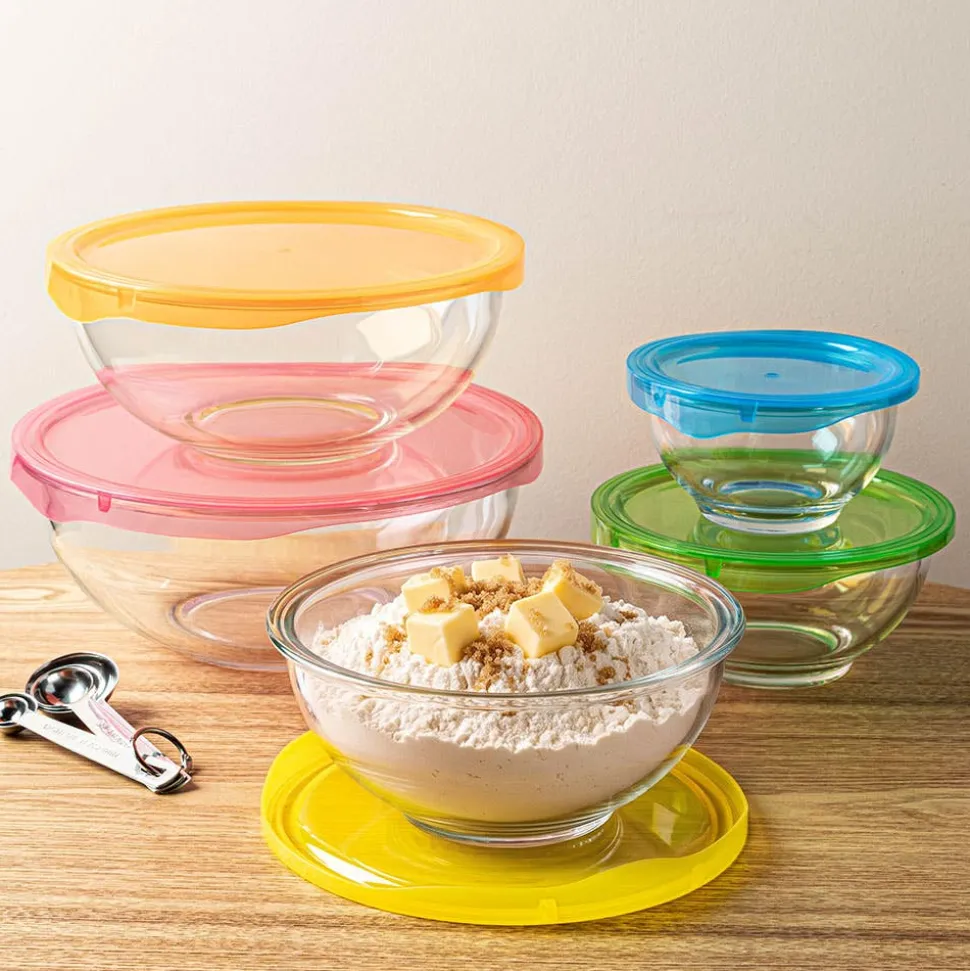 KSP Vibe Glass Mixing Bowl with Lids - Set of 10