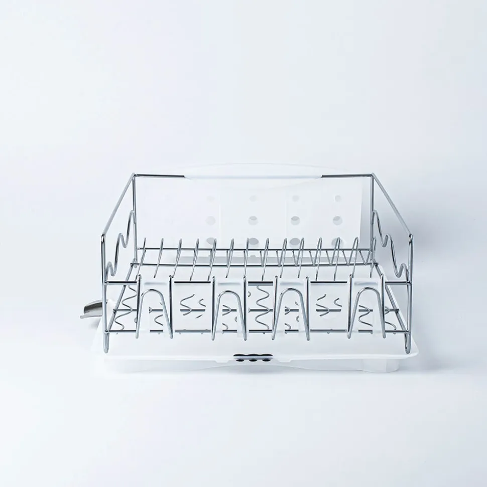 KSP Wave Dish Rack with Tray (Chrome/White)