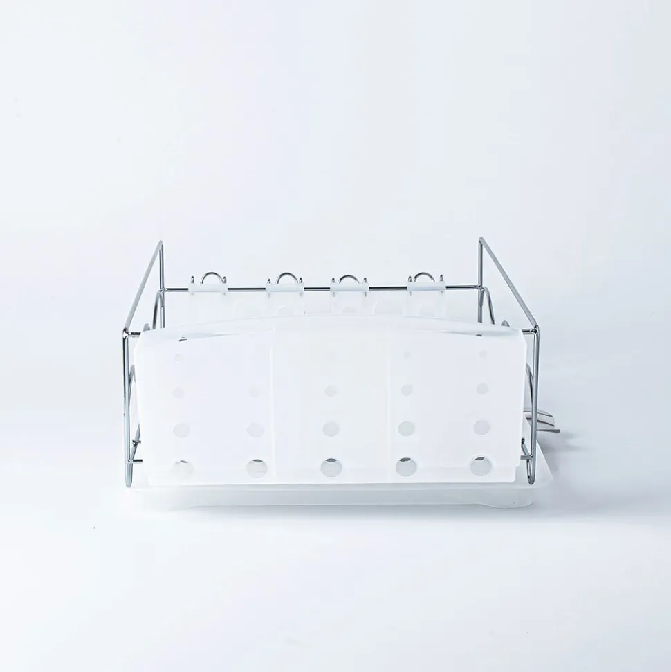 KSP Wave Dish Rack with Tray (Chrome/White)