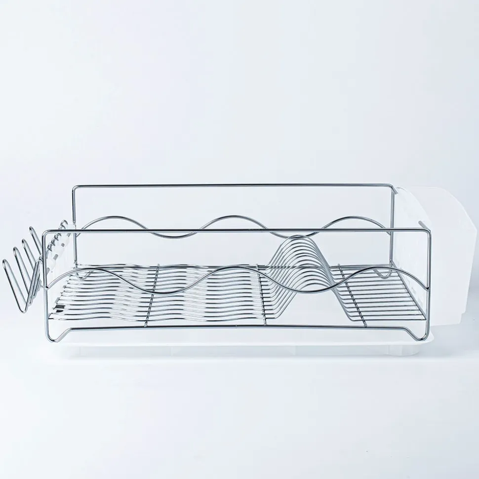 KSP Wave Dish Rack with Tray (Chrome/White)
