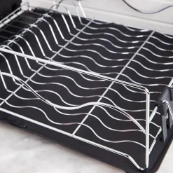 KSP Wave Dish Rack with Tray (Chrome/Black)