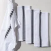 KSP Zephyr Quick Dry 'Striped' 100% Cotton Tea Towel - Set/4 (Black)
