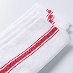 KSP Zephyr Quick Dry 'Striped' 100% Cotton Tea Towel - Set/4 (Red)