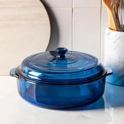 Libbey Baker's Basics Glass Casserole with Lid 3 L (Azul Denim Blue)
