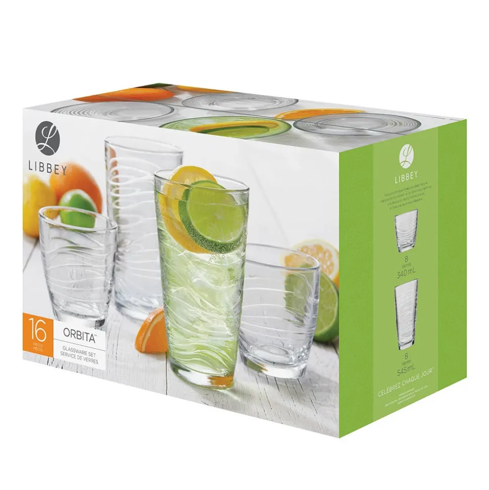 Libbey Tumbler & Rocks 'Orbita' Combo - Set of 16 (Clear)