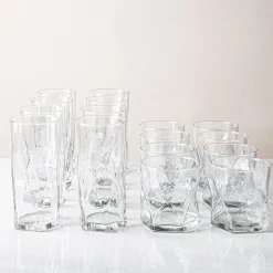 Libbey Tumbler & Rocks 'Rhombus' Combo - Set of 16 (Clear)