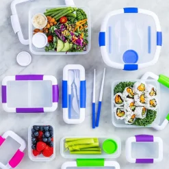 Locksy Click 'N' Go Divided 370ml Snack Container (Purple)