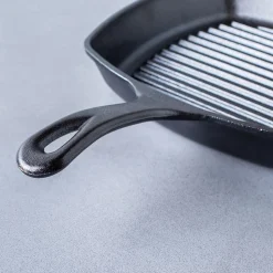 Lodge Logic 10.5" Square Ribbed Grill Pan (Black)