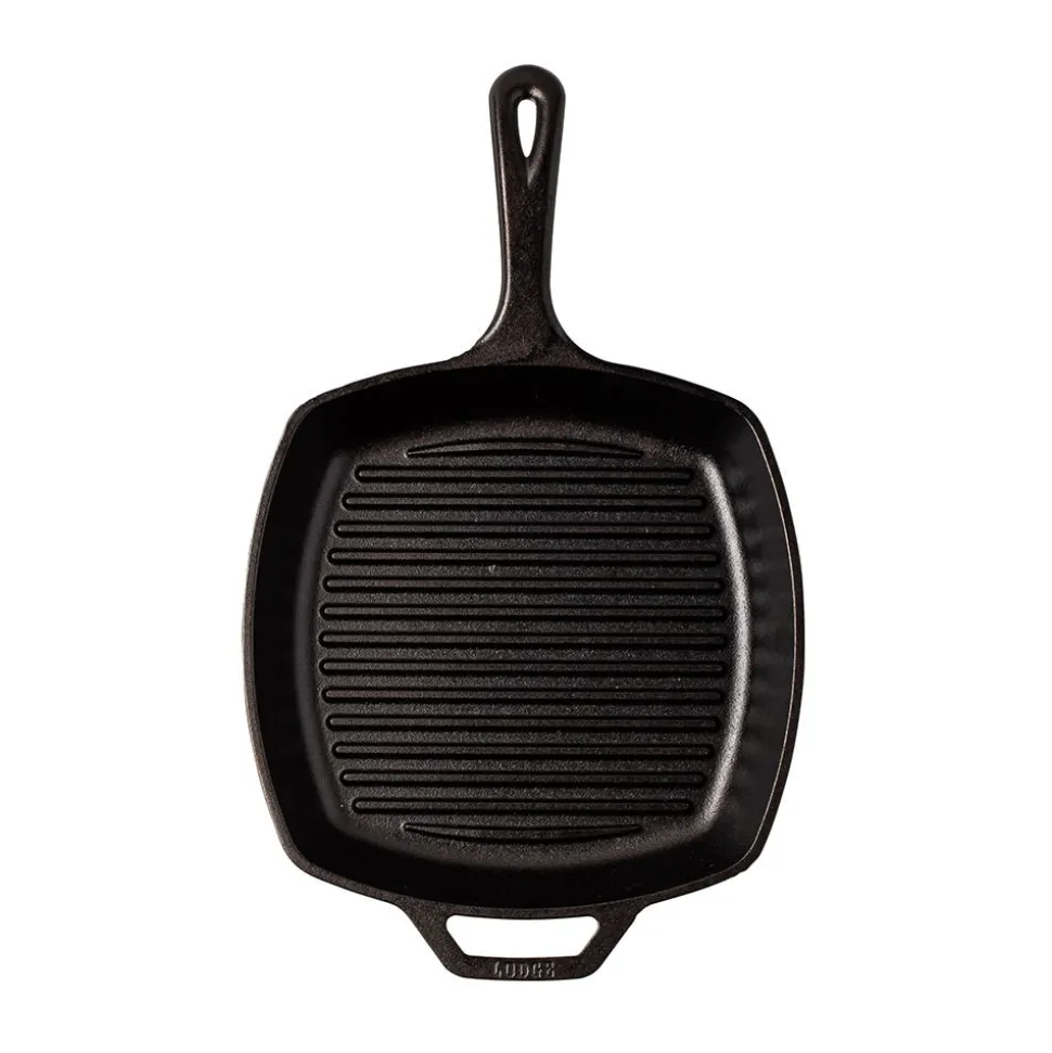 Lodge Logic 10.5" Square Ribbed Grill Pan (Black)