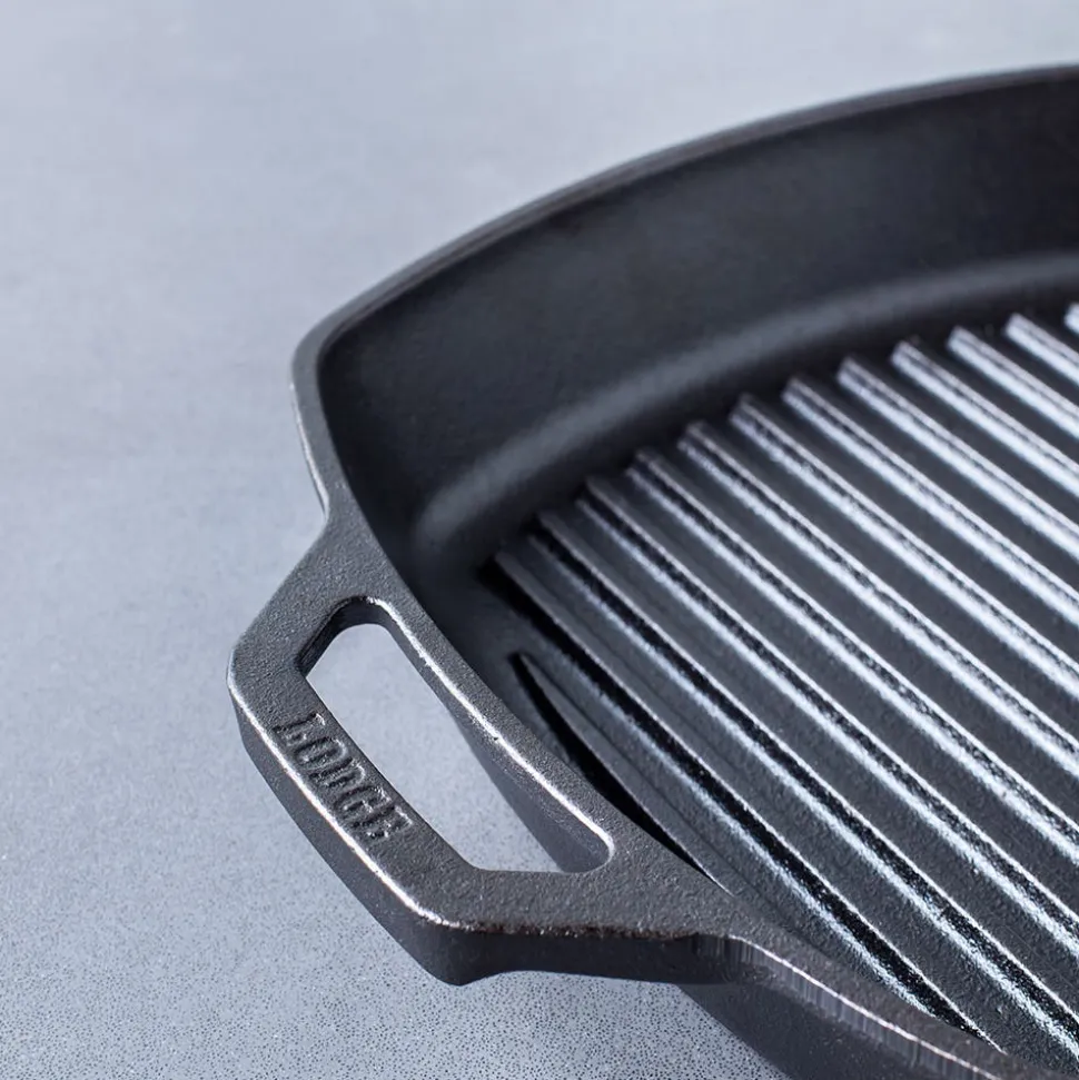 Lodge Logic 10.5" Square Ribbed Grill Pan (Black)